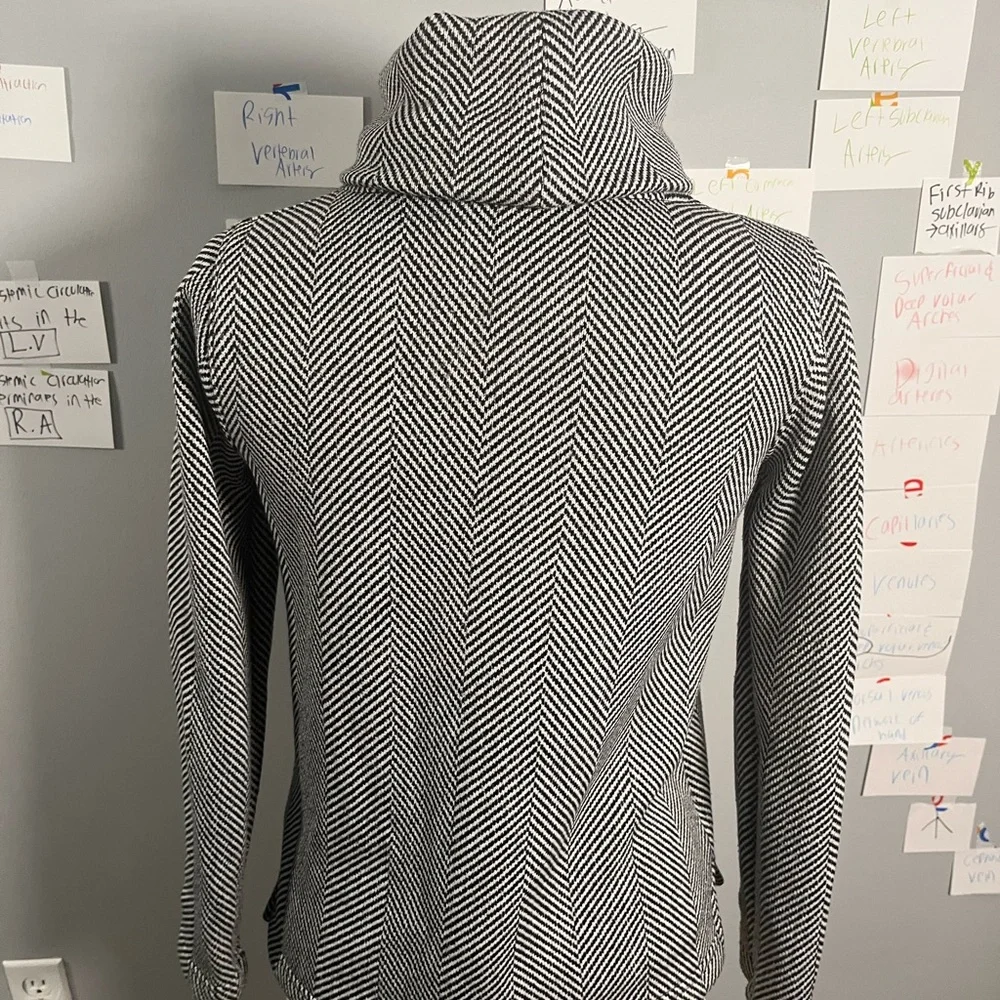 J. Crew Long Sleeve Funnelneck Pullover Fleece Lined Sweater-Herringbone-Size S‎